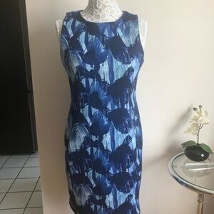 H&M Blue Dress Geometric Print Stretch